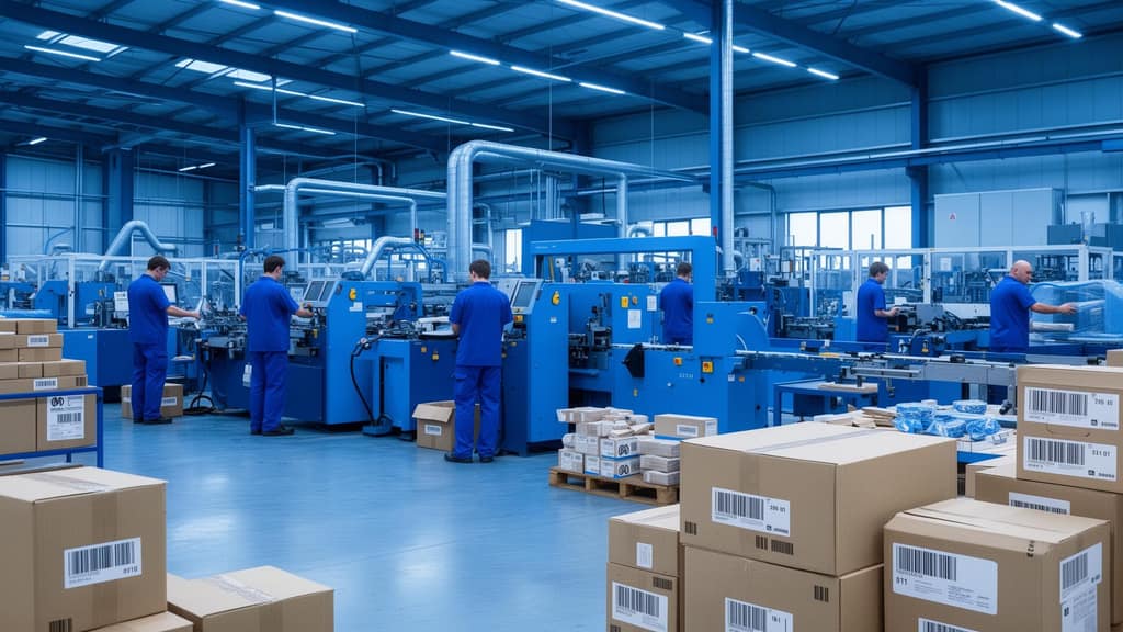 Industrial warehouse packaging and labeling operations